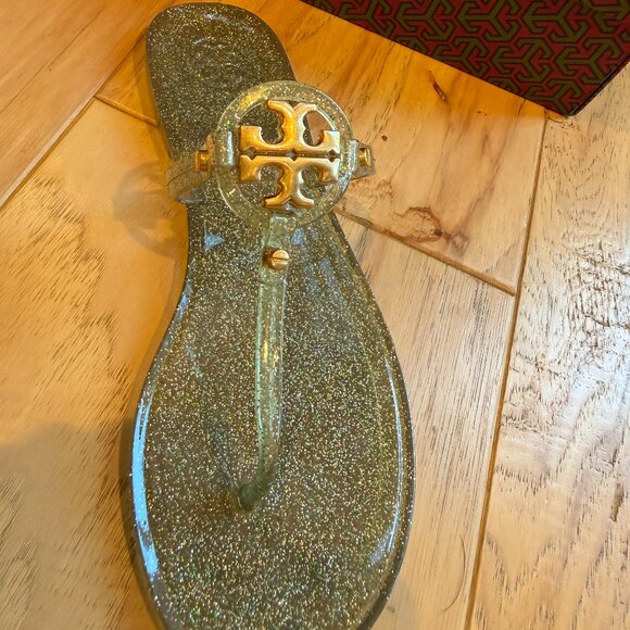 Tory Burch Mini Miller Flat Thong Sandals (Green Multi/Gold) - Picture 6 of 7